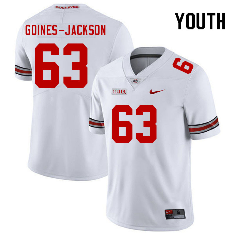 Youth #63 Julian Goines-Jackson Ohio State Buckeyes College Football Jerseys Stitched Sale-White